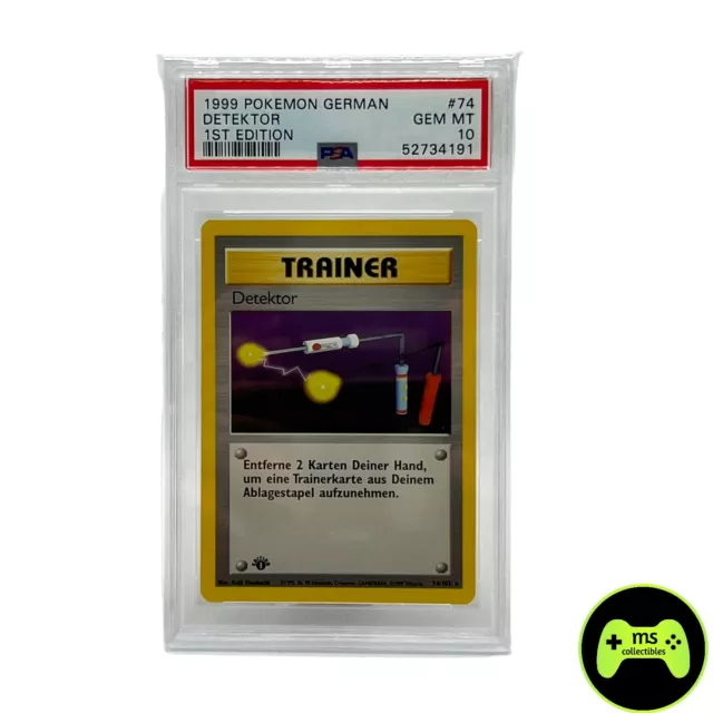 Pokemon Karte Detektor #74 1st Edition Base Set German PSA 10 Gem MINT