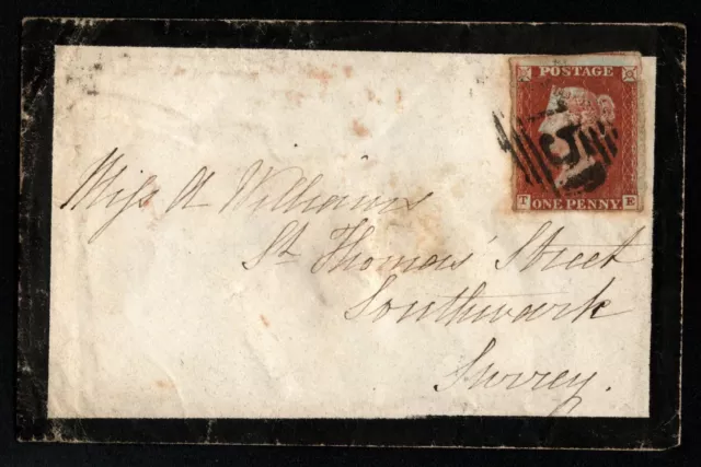 SG8 (BS41) 1d Red Imperf Plate 52 - TE - 4 Margin - Fine - On cover