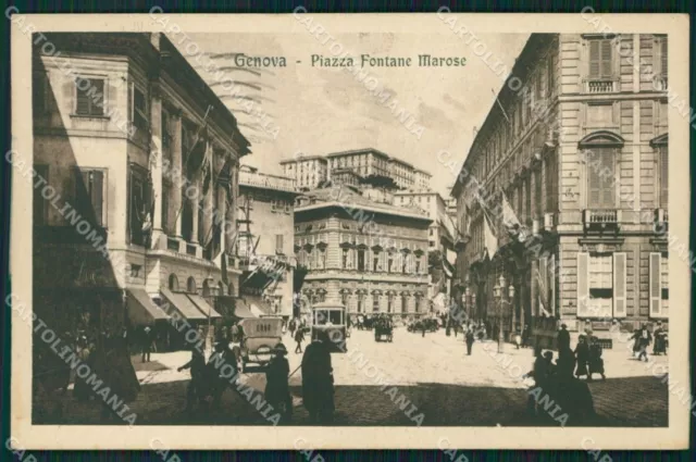 Genova Città Piazza Fontane Morose Tram cartolina VK0674