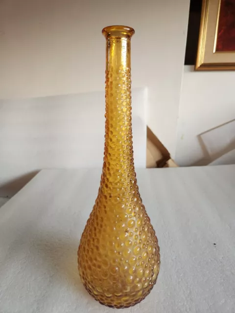 Vintage Amber Hobnail Glass Genie Bottle  No Stopper Italy