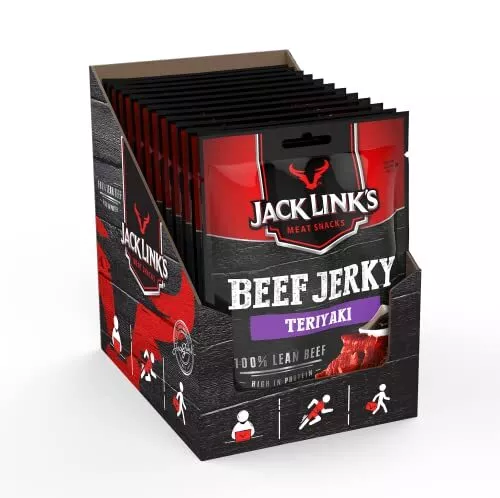 Jack Links Beef Jerky Teriyaki manzo carne secca snack 12x 25g NUOVO MHD 4/24
