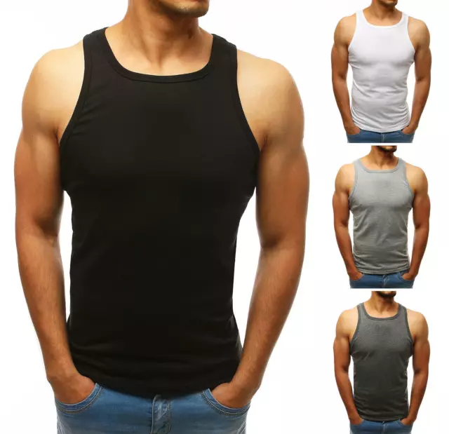 Tank Top Herren Unifarben Muskelshirt Ärmellos Unterhemd Slim Sport Gym DSTREET