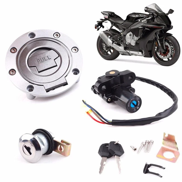 Motorcycle Electrical Ignition Switch Fuel Gas Caps Cover Seat Lock Key Set