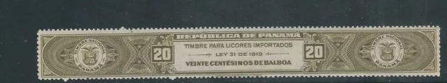 Panama 1919 Umsatz Timbre Para Licores Importados 20c VF MNH