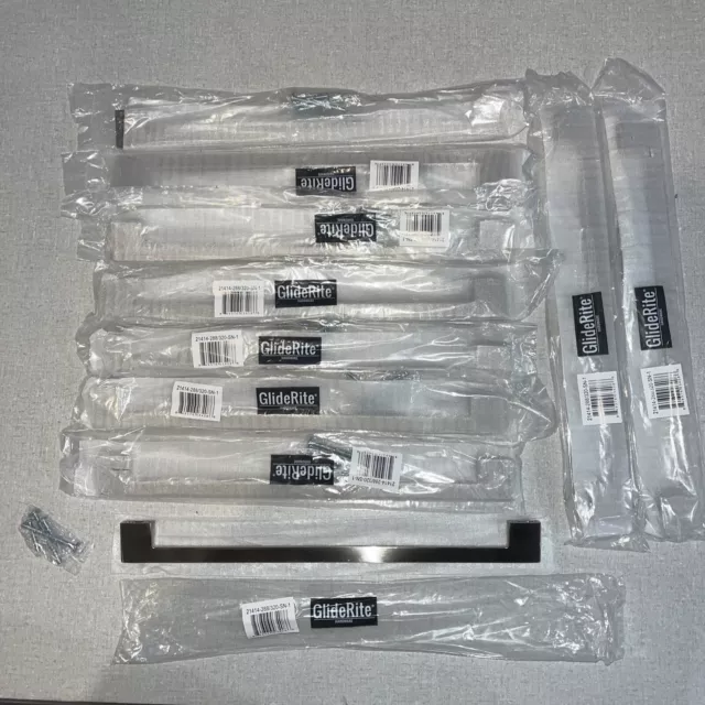 10 Pack GlideRite 12" CC Rail Cabinet Bar Handle Pull Satin Nickel 21414-288-SN