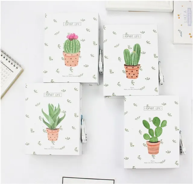 120Pages Cactus Plant Book Journal Diary Sketch-book Notebook with Case and Lock