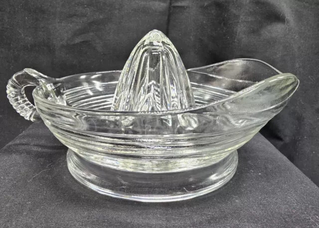 Vintage Heavy Large Clear Glass Hand Juicer Reamer Citrus Orange Lemon