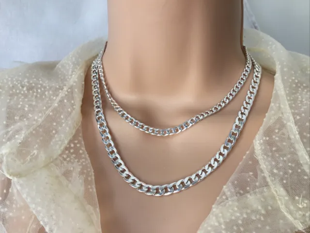 STATEMENT Silver Tone, Double Strand Curb Link Chain Collar Necklace - Unused