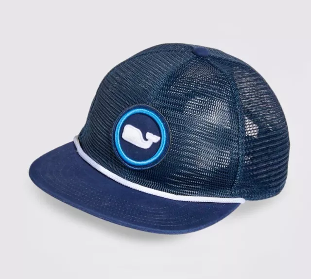 Vineyard Vines Mens Hat Blue Whale Dot Patch Mesh Trucker  Cap Snapback NWT