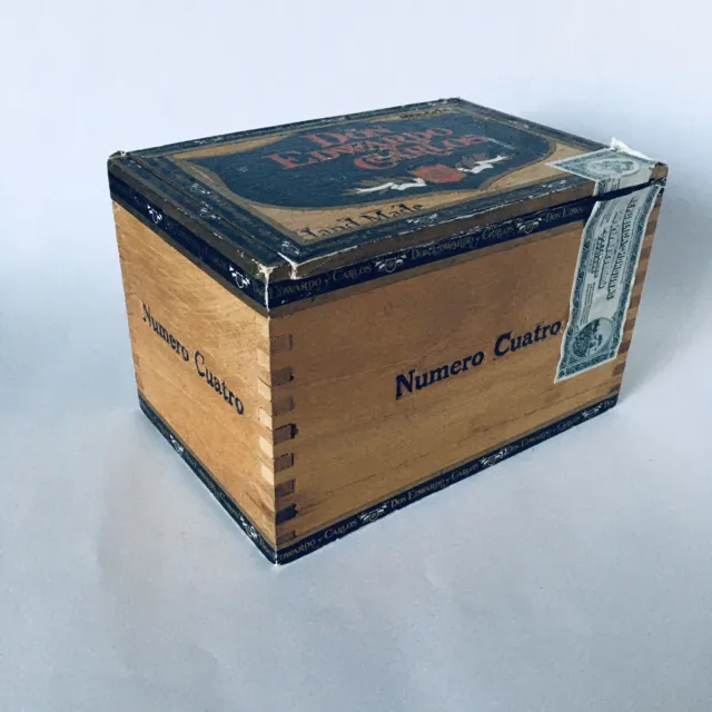 Vintage Rare Wooden Wood Cigar Box Don Edwardo Carlos Honduras 25 Ct Empty