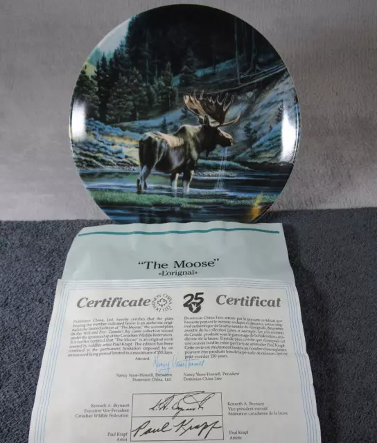 Lovely Vintage Canada Wild & Free Paul Krapf Dominion China Plate The Moose