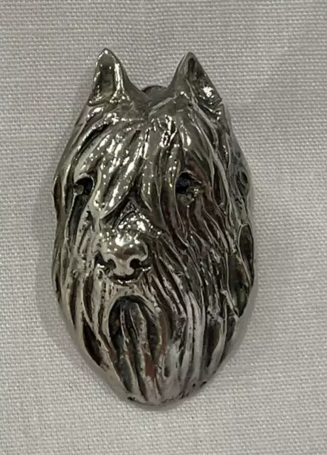 Silver Bouvier des Flandres Jewelry Lapel Pin Artist Made