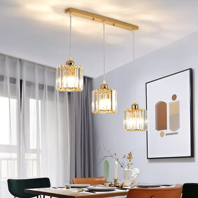 Crystal Pendant Light Bar Chandelier Lighting Modern Gold Lamp Ceiling Lights