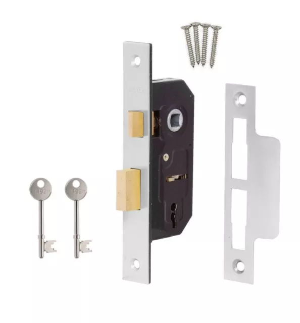 Narrow Style 50mm Door Sashlock (35mm Backset) 3 Lever Mortice Sashlock Door CP 2