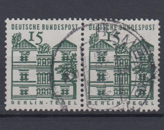 Bund 455 waagerechtes Paar Deutsche Bauwerke klein 15 Pf gestempelt /2