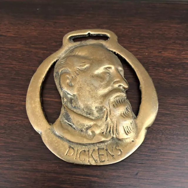 Vintage Brass Horse Medallion Charles Dickens English