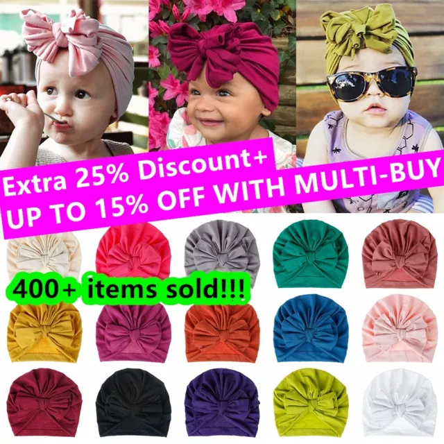 Infant Baby Beanie Hat Bow Knot Turban Cap Newborn Head Wraps Kids Knot Headband