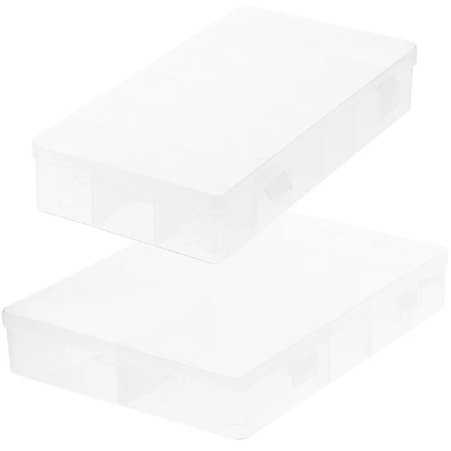 2 piezas Organizador de piezas pequeñas Caja de almacenamiento divisoria transparente multifuncional