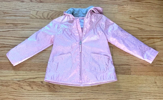 Weatherproof Girls 4T Pink Silver Sparkle Star Rain Jacket Coat Hooded