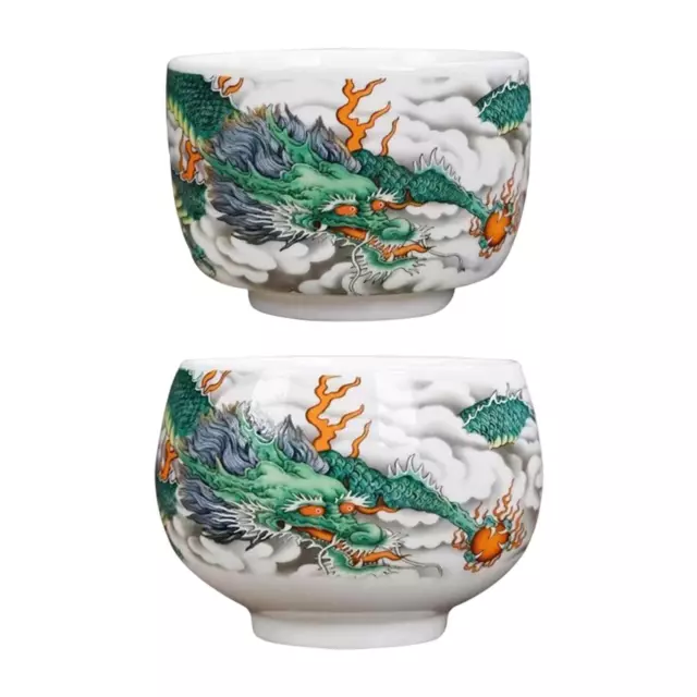 Ceramic Tea Cup Kung Fu Tea Traditional Teacup Dragon Printed Porcelain Chinese