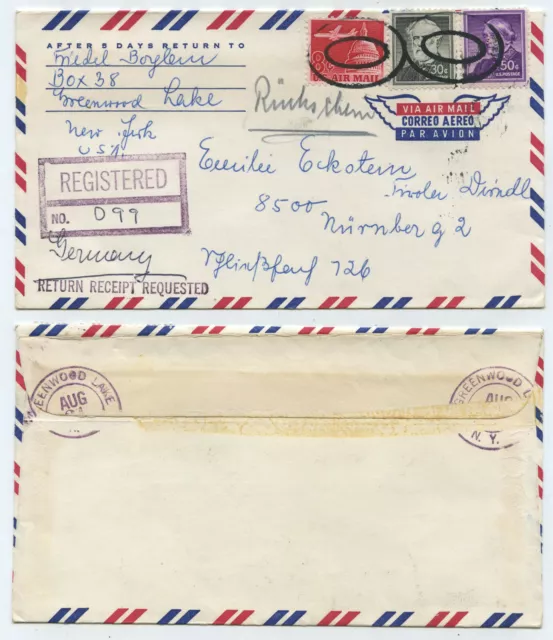 55031 - USA - registered letter - Greenwood Lake NY to Nuremberg