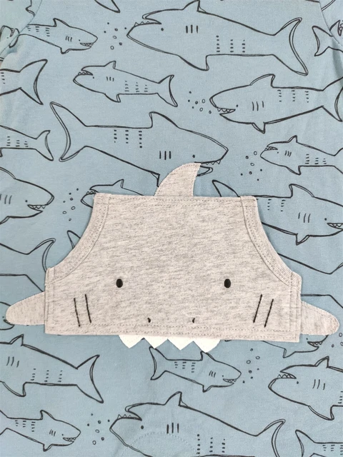 Infant Baby Boys 6-9 Months Carters Child of Mine Shark One Piece Outfit Pocket 3