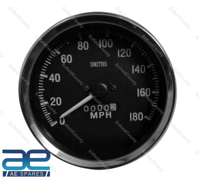Compteur de Vitesse Smiths Replica Noir Visage 100 MM Dia M18x1.5 Fil 180 Mi S2u