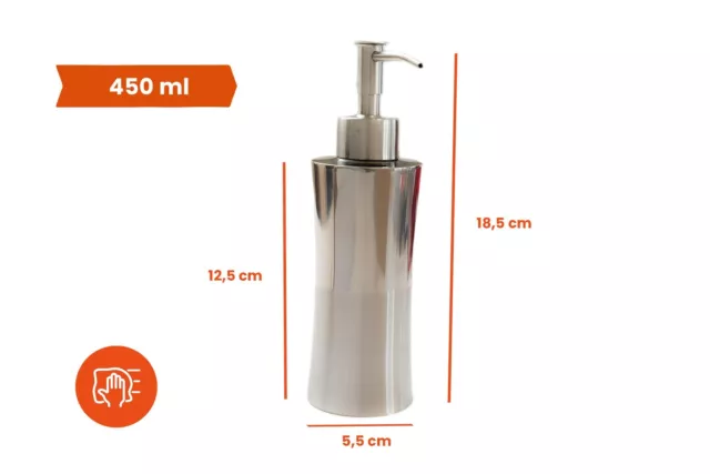 Dispenser di sapone in acciaio inox 450ml Dispenser grigio 2