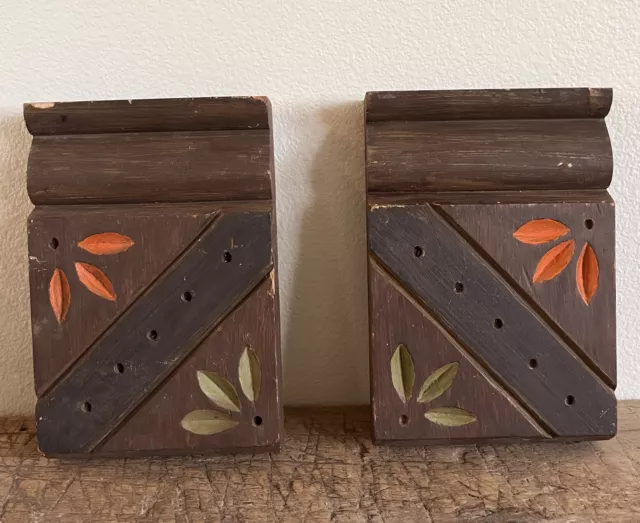 2 Plinth Blocks Door Trim Mantel Molding Architectural Salvage Antique Wood