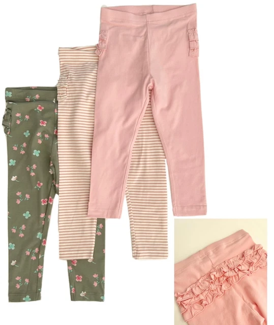 Baby Girls Full Length Leggings 3 Pack Multi Pack GEORGE Pink Frilly Bum Cotton
