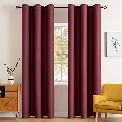 Room Darkening Curtains, Thermal Insulated Drapes Solid Window Treatment Set