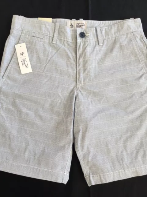 NWT * Original Penguin Men's Slim Fit Flat Front Shorts * Blue * Size 30