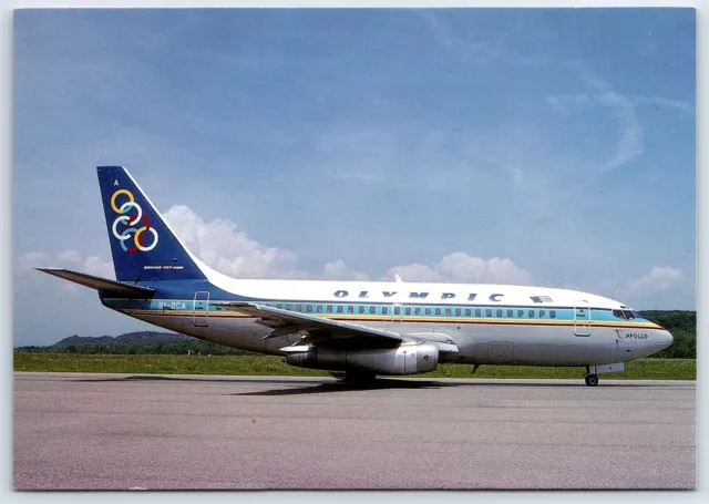Postal de aviación Olympic Airways Airlines Boeing 737-284 SX-BCA en Zurich EX2