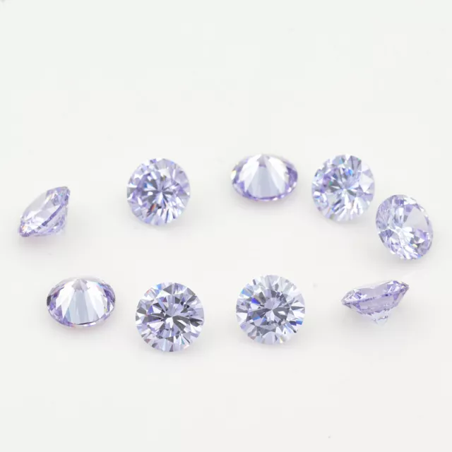 100pcs 1.0mm Lavender Round Loose Cubic zirconia AAAAA Synthetic Gems For Jewelr