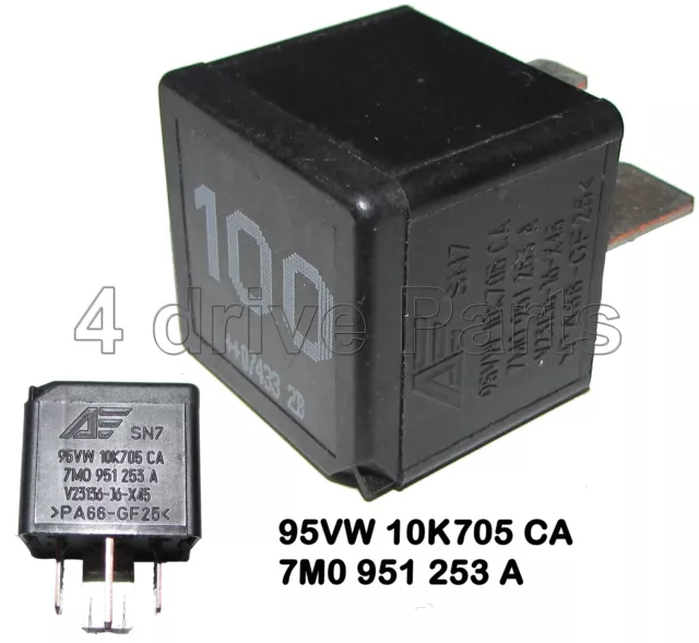 7M0951253A Genuine Audi VW Seat Skoda Black-100 Contact Close Relay 95VW10K705CA