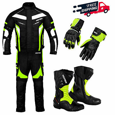 Motorcycle Racing Suits Motorbike Clothing Set Waterproof Suit Leather Boots Men