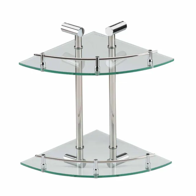 Wall Mount Corner Glass Shelf Dual Tiers Storage Holder | Renovator's Supply