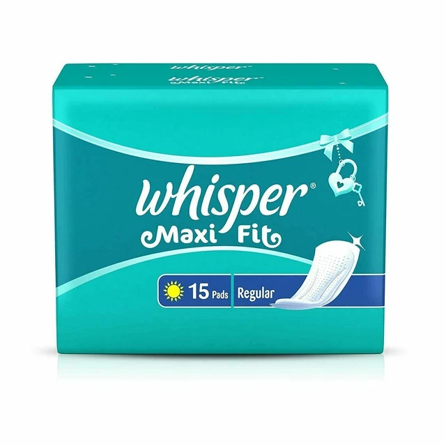 Whisper Maxi Fit Cuscinetti Sanitari 15 Cuscinetti (regolari) Spedizione Gratuita
