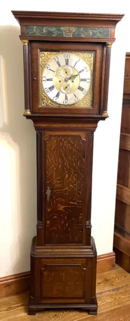 Antique Brass Dial Oak & Mahogany Longcase Grandfather Clock RICHARDSON WEVERHAM