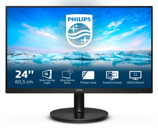 PHILIPS LED Monitor V Line 241V8L 23,8 Zoll FHD 4ms 16:9 75 Hz Schwarz
