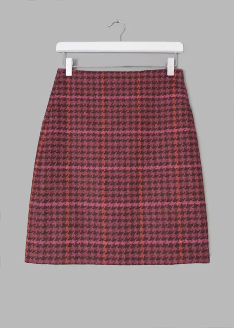 Pure Collection Womens Moon Tweed Houndstooth Wool A-Line Skirt -Uk 8-