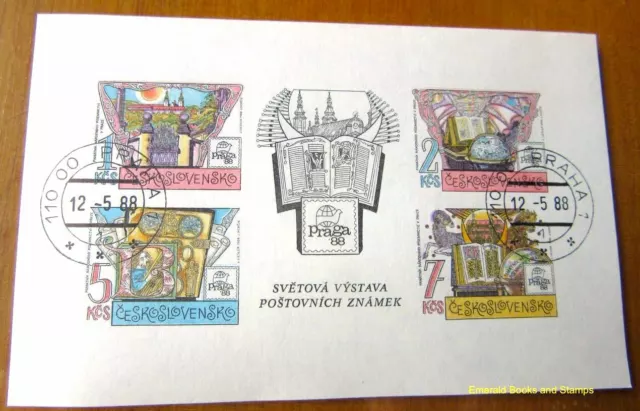 EBS Czechoslovakia 1988 - Praga '88 Postal Museum -Block 80 CTO First Day Cancel
