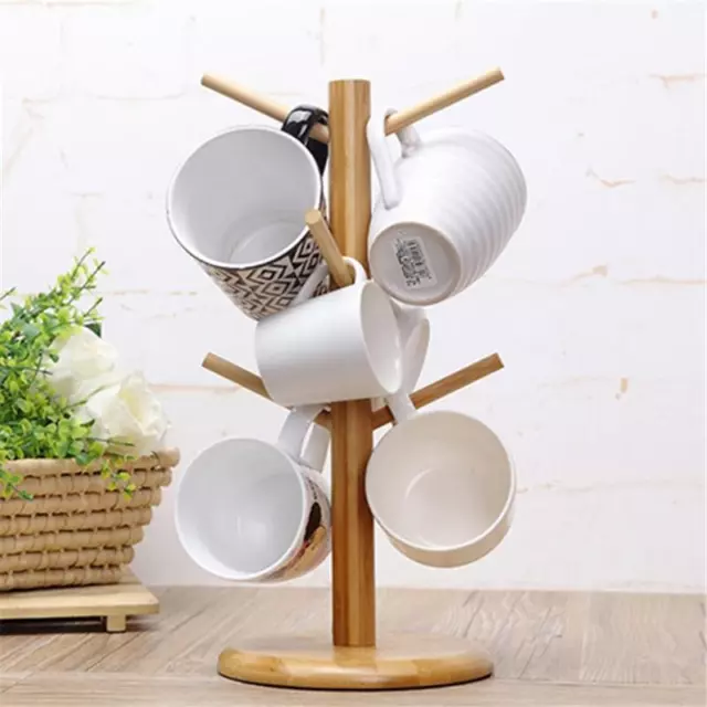 Baoblaze Bamboo Mug Tree Removable Mug Stand Storage Coffee Tea Cup Holder BB 3