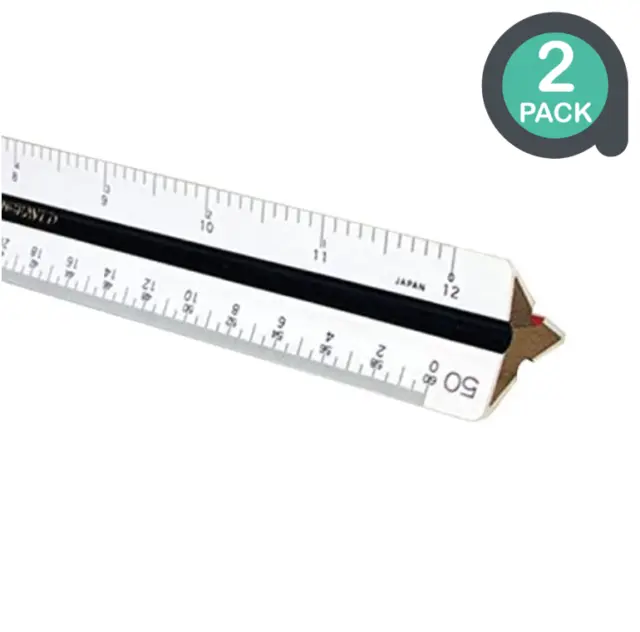 Alvin 241B Professional 12" Bamboo Triangular Drafting Engineer Scale Ruler x2pc