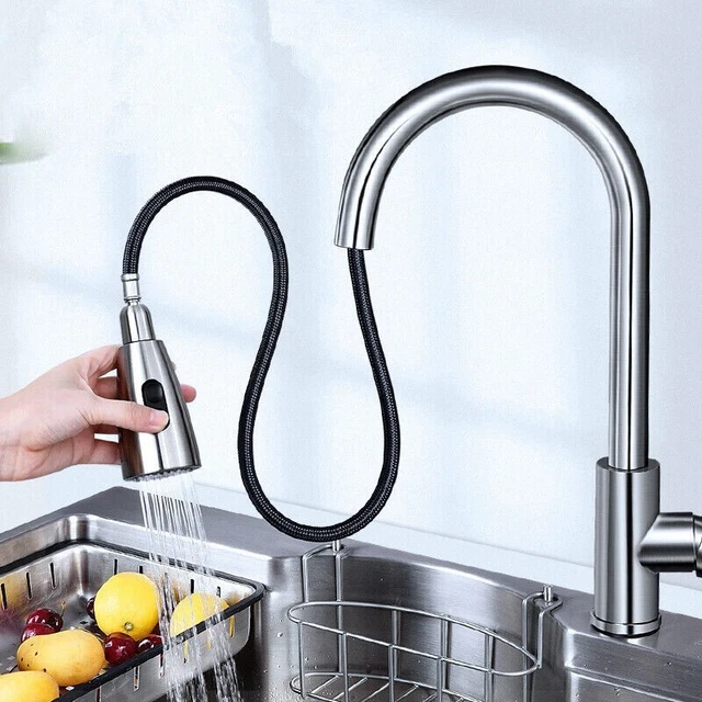 Stainless Steel Kitchen Taps Sink Mixer Pull Out Spray Tap Single Faucet