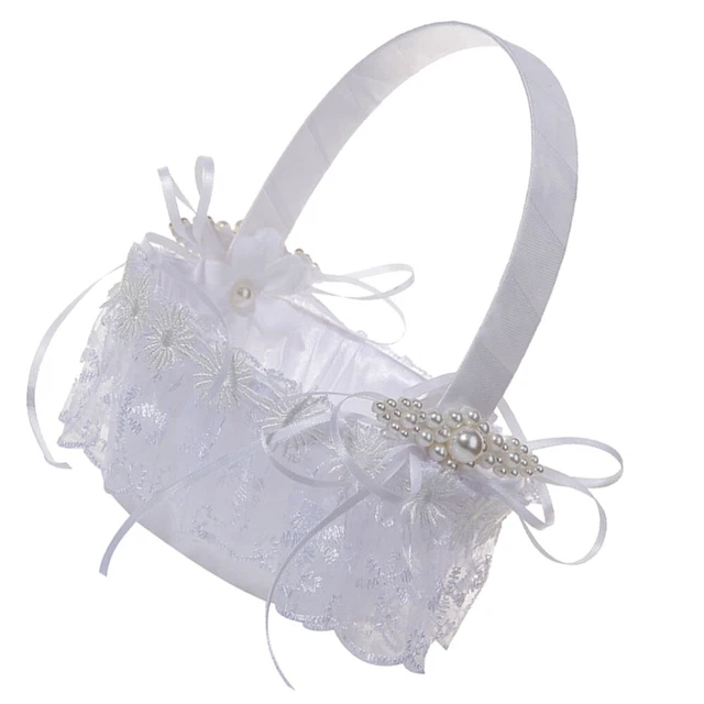 1pc Fleur Panier Bowknot Cérémonie De Mariage Décor Dentelle Fleur Fille Panier