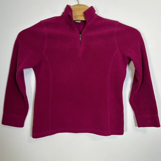 LL Bean Purple Pink Pullover 1/4 Zip Fleece Sweater Jacket Womens S Small Reg