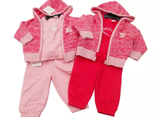 BNWT Baby Ragazze 3 Pezzi Rosa Jogging Abito Felpa Top e Pantaloni 6 Taglie