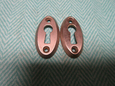 Vintage Pair Oval Cast Iron Oval Bronze Key Hole Plates Covers
