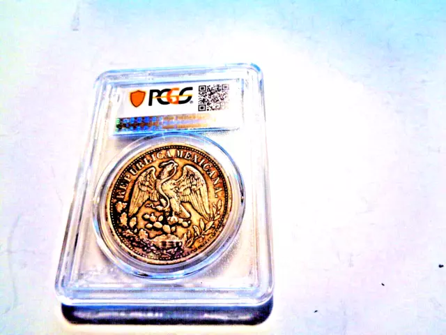 1891 Mo AM Un Peso REPUBLICA MEXICANA 8R PCGS AU 55 Mexico Mo 77 GOLD SHEILD